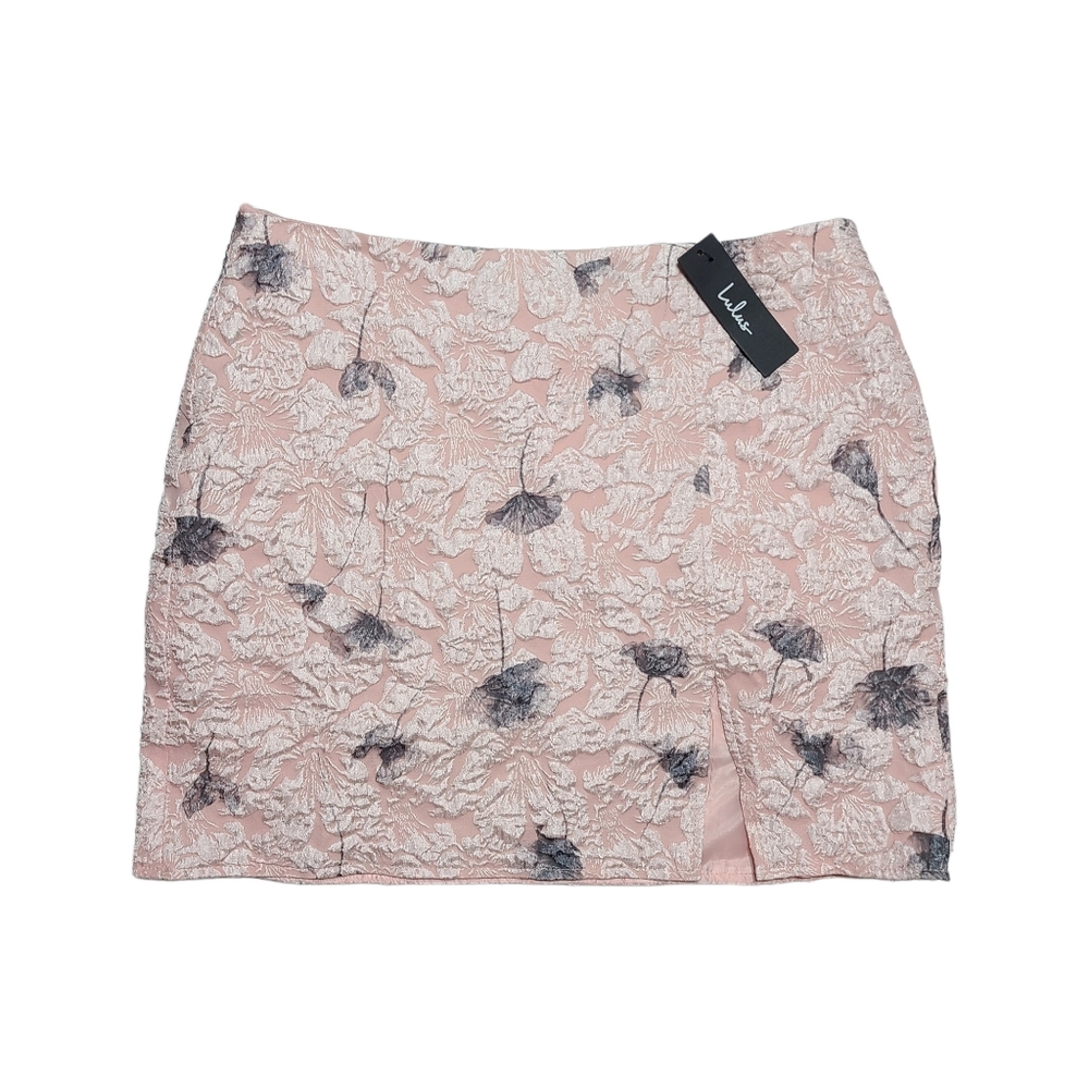 Lulu's Most Darling Blush Floral Jacquard Mini Skirt